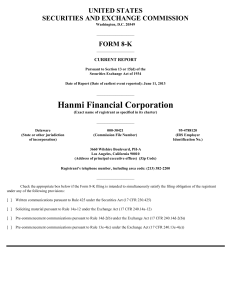 HANMI FINANCIAL CORP (Form: 8-K, Received: 06