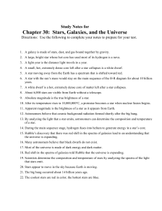 Study Notes for Chapter 30: Stars, Galaxies, and the Universe