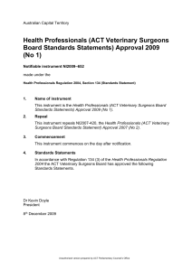 standards statement - ACT Legislation Register