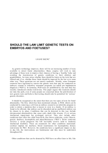 Should the Law Limit Genetic Tests on Embryos and