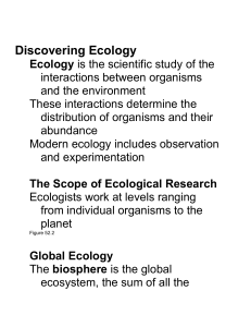 Bio 101 Intro to Ecology