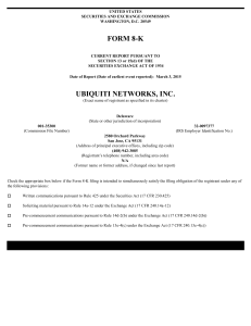 Ubiquiti Networks, Inc. (Form: 8-K, Received: 03/06
