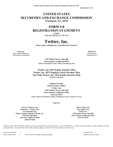 TWITTER, INC. - Investor Relations Solutions
