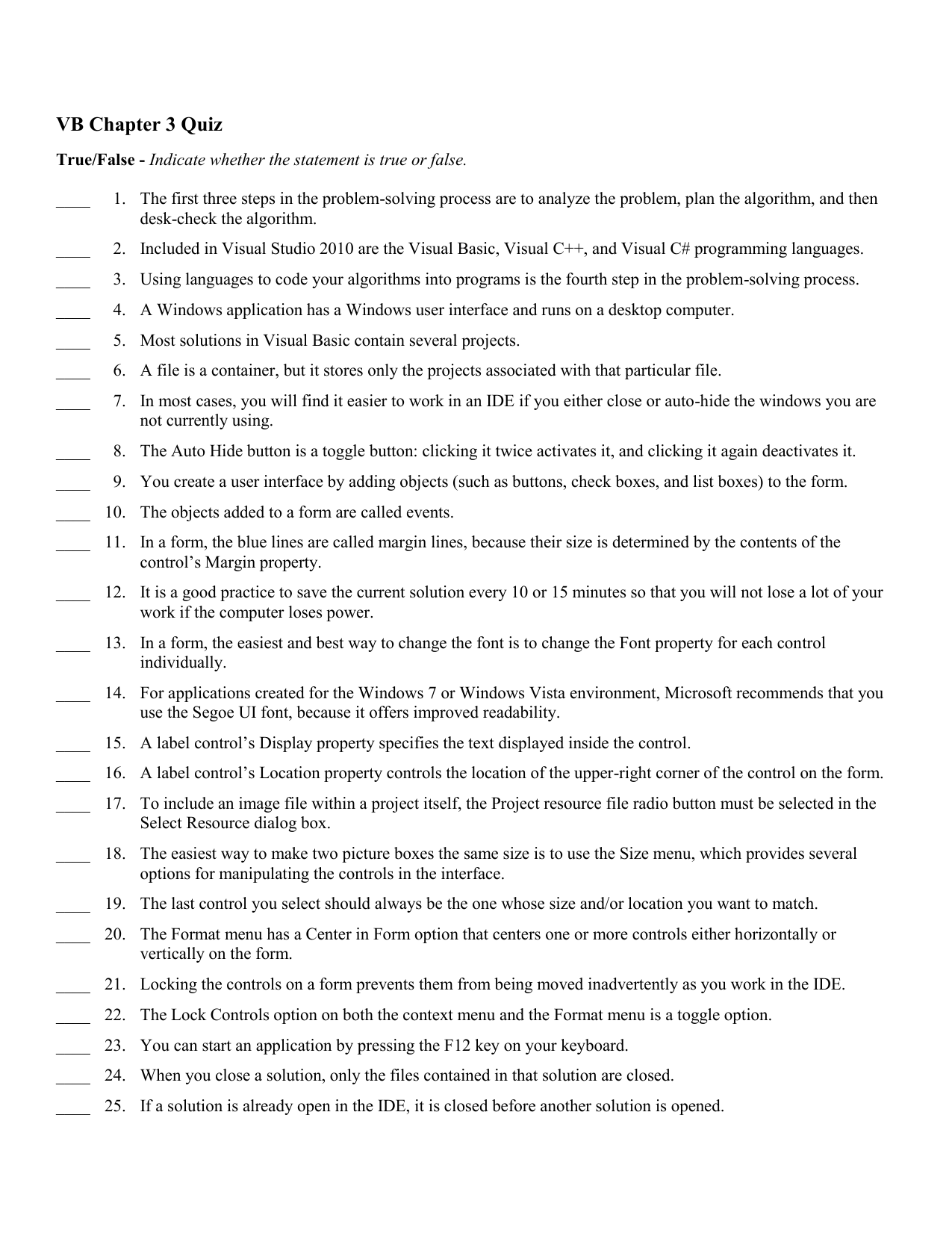 Vb Chapter 3 Quiz