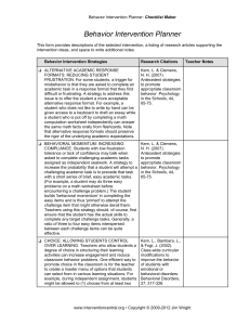 interventions for behavior