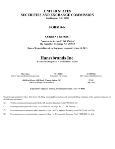 Hanesbrands Inc. (Form: 8-K, Received: 06/19/2013