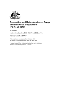 Drugs and medicinal preparations - Federal Register of Legislation