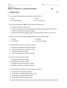 Rates of Reaction: Chemical Kinetics 50