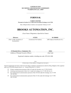 brooks automation, inc. - corporate
