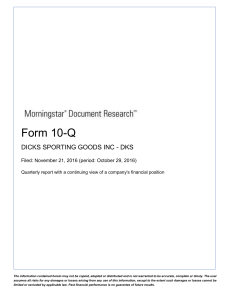 dick`s sporting goods, inc. - Morningstar Document Research