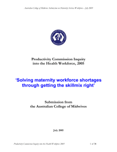 Productivity Commission Inquiry into the Health Workforce