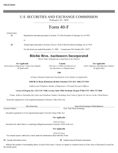 RITCHIE BROS AUCTIONEERS INC (Form: 40-F