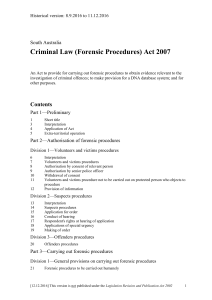 Criminal Law (Forensic Procedures) Act 2007