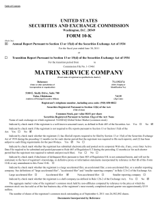 matrix service company - Investor Relations Solutions