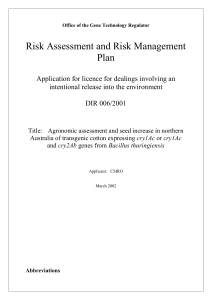 Risk Assessment and Risk Management Plan