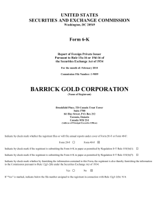 BARRICK GOLD CORP (Form: 6-K, Received: 02/14