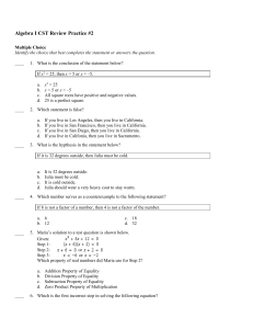 Algebra I CST Review Practice #2