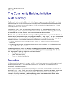 The Community Building Initiative - Victorian Auditor