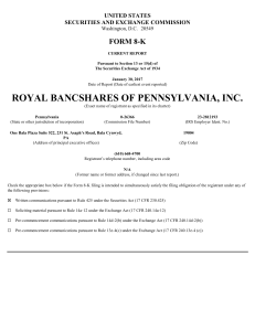 ROYAL BANCSHARES OF PENNSYLVANIA INC (Form