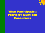 SECTION 3: What Participating Providers Must Tell Consumers