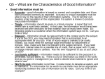 Q5 – What are the Characteristics of Good Information?