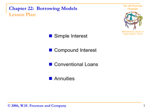 Chapter 22: Borrowing Models Simple Interest