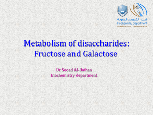 Metabolism of disaccharides: Fructose and Galactose