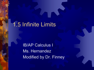 1.5 Infinite Limits Lecture 1.5 Infinite Limits Lecture 2011
