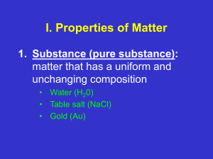 I. Properties of Matter