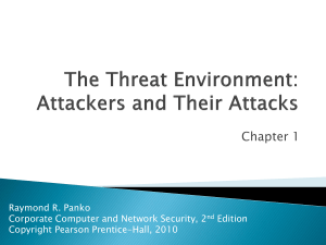 1. The Threat Environment: Attackers and their Attacks