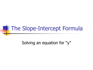 The Slope-Intercept Formula