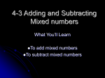 4-3 Adding and Subtracting Mixed numbers