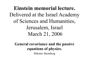 Einstein memorial lecture.