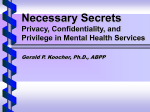 Privacy, Confidentiality, and Privilege in Mental Health Services