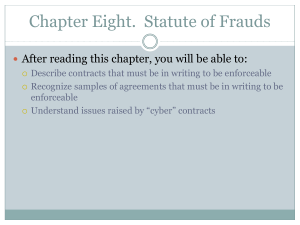 Chapter Eight. Statute of Frauds