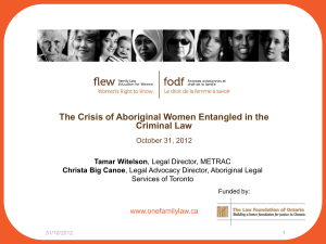 Aboriginal People in the Criminal Law System