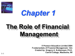 Chapter 1 -- The Role of Financial Management