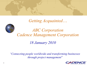 Project Management Training - Cadence Management Corporation