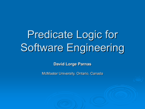 Predicate Logic for Software Engineering