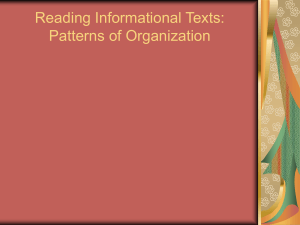 Reading Informational Texts: Patterns of Organization