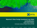 Myanmar`s New Foreign Investment Law, Rules and Notification