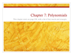 Chapter 7: Polynomials