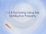 7.2 Factoring Using the Distributive Property