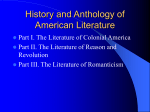 History and Anthology of American Literature