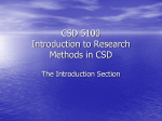 CSD 5XXX Introduction to Research Methods in CSD