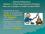 Chapter 2: Chemical Reactions Section 1