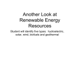 Another Look at Renewable Energy Resources