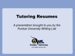 Tutoring a Résumé - the Purdue University Online Writing Lab
