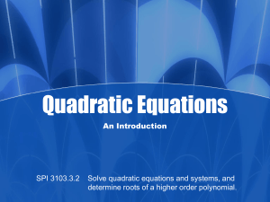 Quadratic Equations