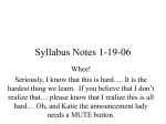 Syllabus Notes 1-19-06